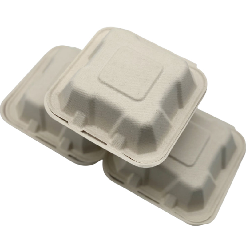 Single Compartment Compostable Clamshell Packaging Sugarcane Boxes