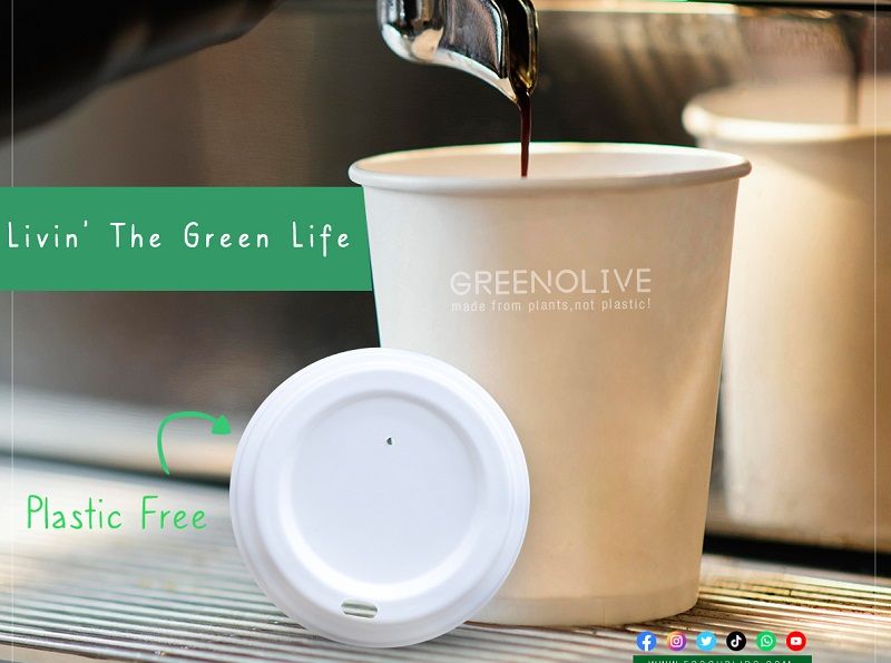Use Biodegradable paper cup with lid to drink espresso more environmentally