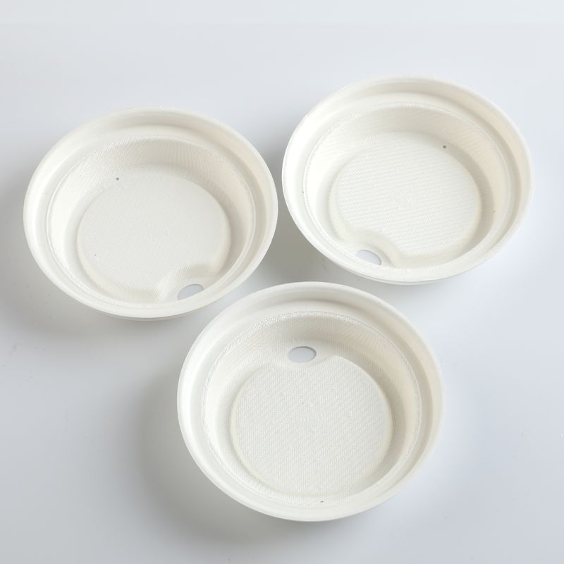 90mm Cup Lids For Hot Coffee Cup, Bagasse Biodegradable Disposable Lids